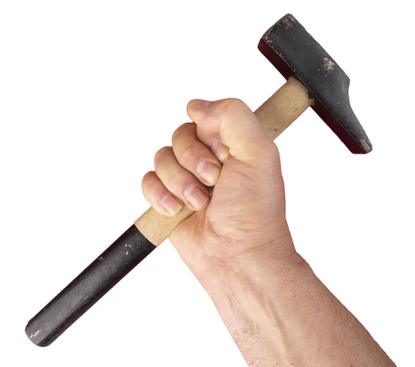 Man Hammer His Hand Transparent Background — Stock Photo, Image
