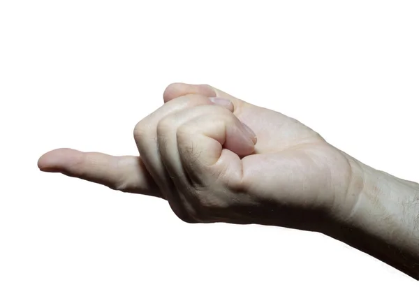 Палец Мужской Руки Прозрачном Фоне — стоковое фото