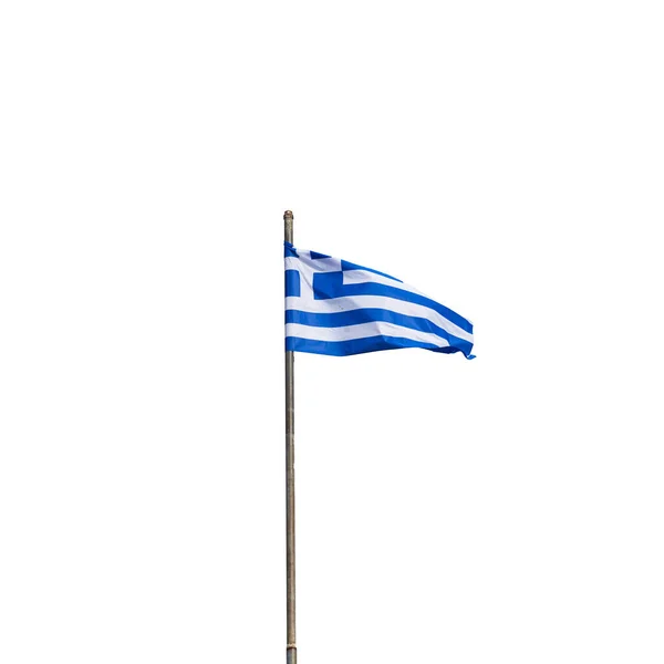 Řecká Vlajka Vlající Obloze — Stock fotografie