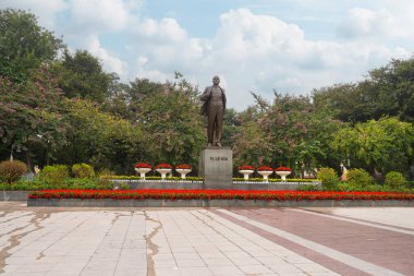 Hanoi, Vietnam, January 2023.  the statue of Lenin in the Lenin Garden, in the city centre