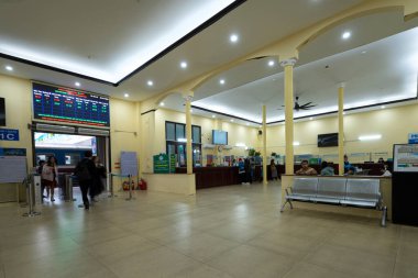 Hanoi, Vietnam, January 2023. Indoor view of the Railway Central Station