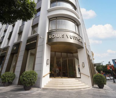 Hanoi, Vietnam, January 2023. External view of the Louis Vuitton luxury store in the city center