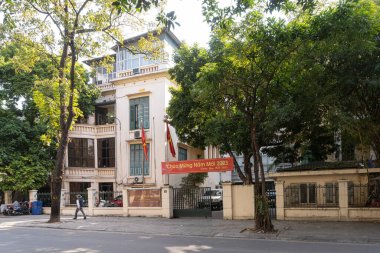 Hanoi, Vietnam, January 2023. the headquarters building of VUSTA, Vietnam union of science and technology associations in the city center