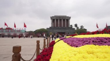 Hanoi, Vietnam, January 2023. panoramic view of the Ho Chi Minh mausoleum in the city center