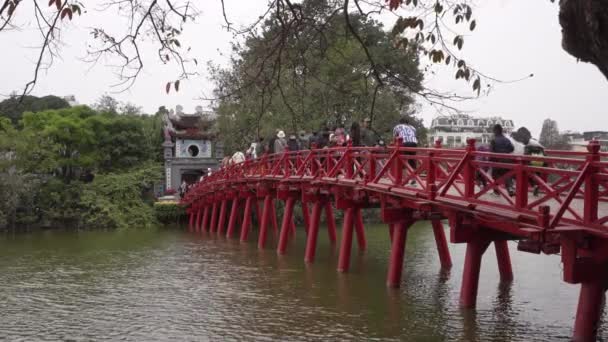 Hanoi Vietnam Januar 2023 Blick Auf Den Ngoc Son Tempel — Stockvideo