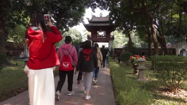 Hanoi Vietnam Enero 2023 Entrada Del Complejo Del Templo Literatura — Vídeos de Stock