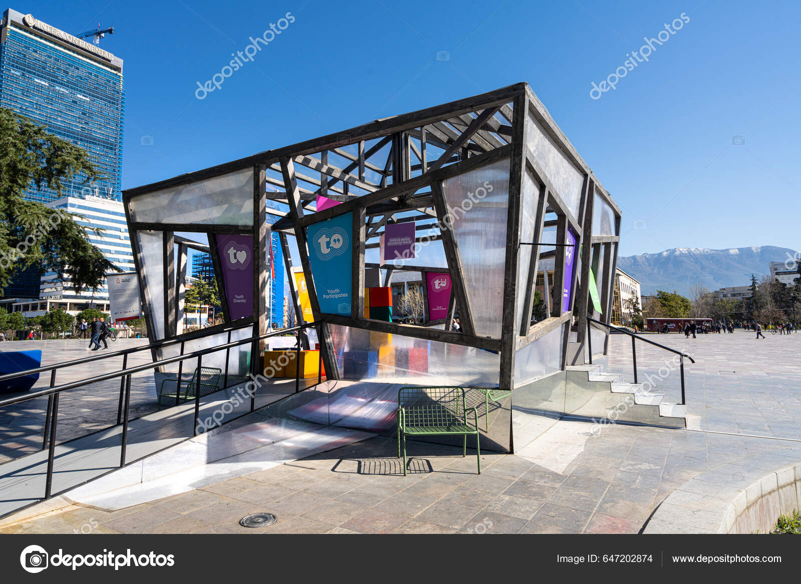 Tirana Albania March 2023 Tok Installation Skenderbej Square Youthful