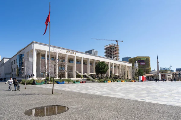 Tirana Albania Marzo 2023 Vista Exterior Del Teatro Nacional Ópera — Foto de Stock