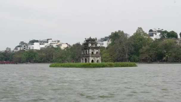 Hanoi Vietnam Ocak 2023 Sword Gölü Ndeki Kaplumbağa Kulesi Nin — Stok video