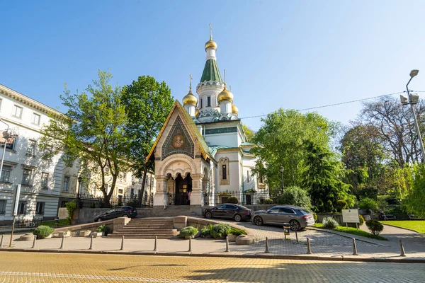 Sofia Bułgaria Maj 2023 Widok Zewnętrzny Kościoła San Nicola Centrum — Zdjęcie stockowe