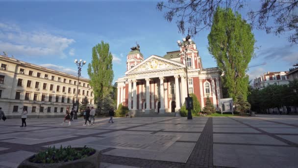 Sofya Bulgaristan Mayıs 2023 Van Vazov Ulusal Tiyatrosu Nun Şehir — Stok video