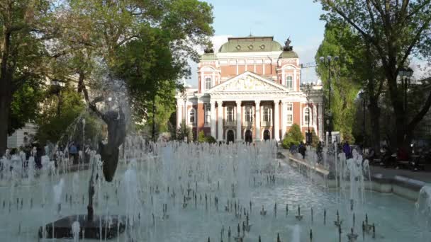 Sofia Bulgaria Mei 2023 Pemandangan Panorama Gedung Teater Nasional Ivan — Stok Video