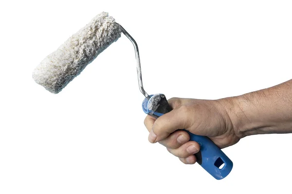 Roller Brush His Hand Transparent Background — Stock Photo, Image