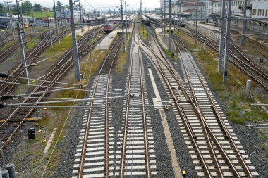 Villach, Austria. July 18 2023. Panoramic view of the platforms at the railway station in the city centre