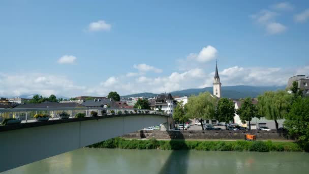 빌라치 오스트리아 2021년 18일 드라바 다리에서 도시의 — 비디오