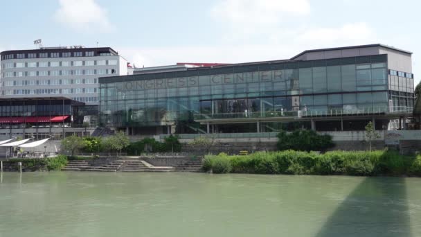 Villach Avusturya Temmuz 2023 Kongre Merkezi Nin Modern Mimarisinin Dış — Stok video