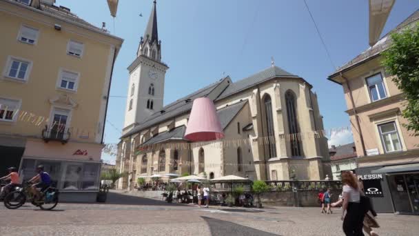 Villach Rakousko Července 2023 Vnější Pohled Kostel Jakuba Centru Města — Stock video