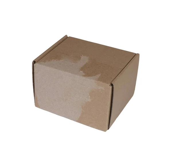 Старая Картонная Коробка Прозрачным Фоном — стоковое фото