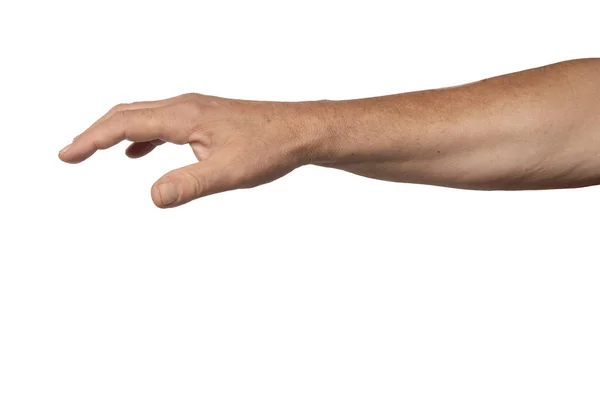 Uma Mão Masculina Com Palma Para Baixo Fundo Transparente — Fotografia de Stock