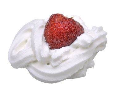 Şeffaf arkaplan kremalı kırmızı çilekler.