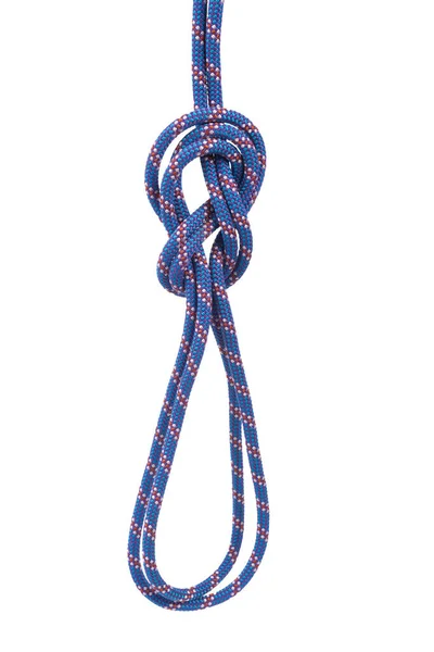 Knotted Blue Climbing Rope Transparent Background — Stock Photo, Image