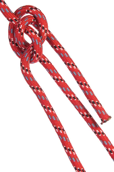 Knotted Red Climbing Rope Transparent Background — Stock Photo, Image