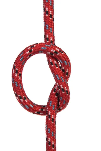 Knotted Red Climbing Rope Transparent Background — Stock Photo, Image