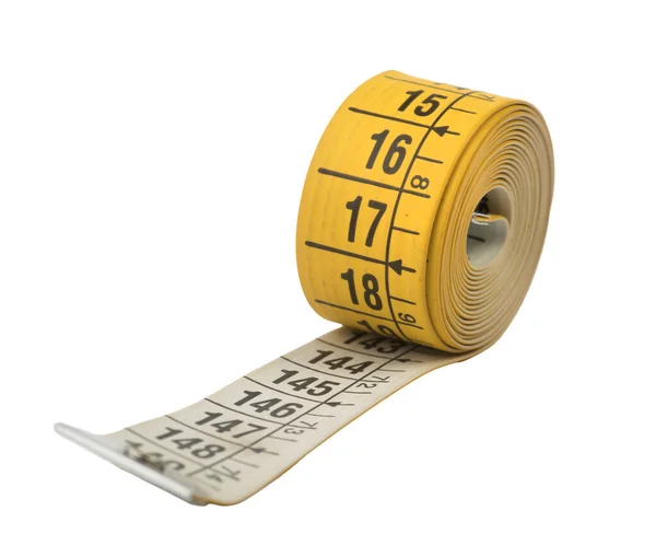 Yellow Tailor Tape Measure Transparent Background — Stock Photo, Image