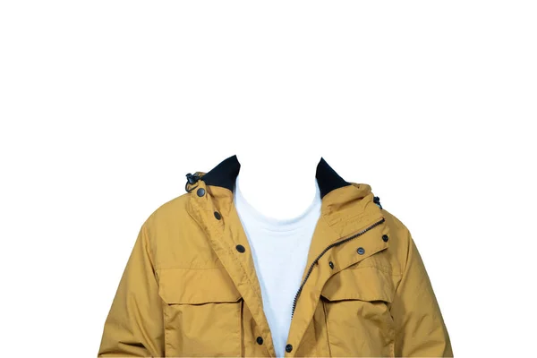 Чоловік Куртці Дощу Ізольований Голови Прозорому Фоні — стокове фото