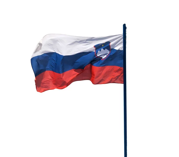 Флаг Словении Развевающийся Флагштоке Изолированный Прозрачном Фоне — стоковое фото