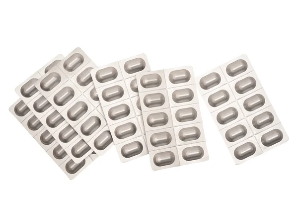 Embalagens Blister Medicamentos Num Fundo Transparente — Fotografia de Stock