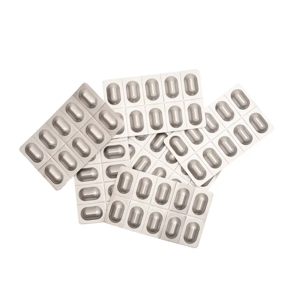 Блистерные Упаковки Лекарств Прозрачном Фоне — стоковое фото