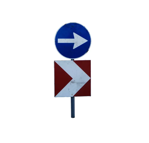 Mandatory Direction Sign Transparent Surface — Stock Photo, Image