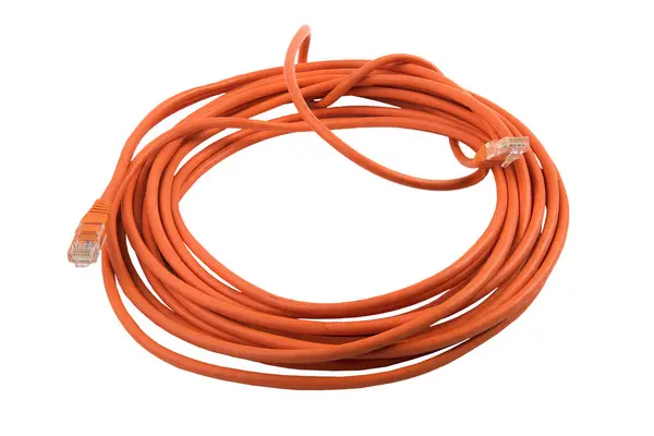 Bundle Orange Ethernet Cable Transparent Surface — Stock Photo, Image