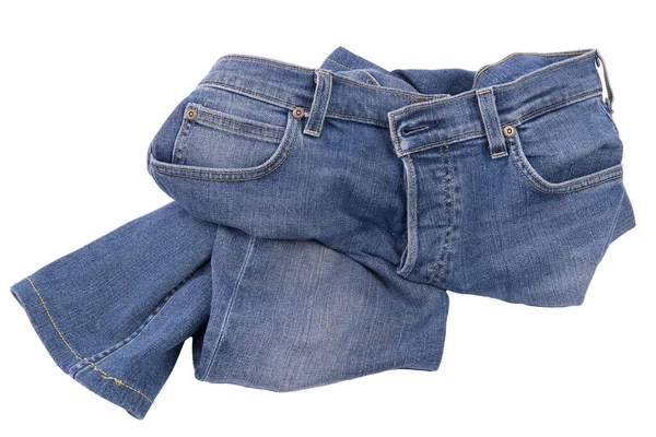 Een Paar Jeans Geïsoleerd Een Transparant Oppervlak — Stockfoto