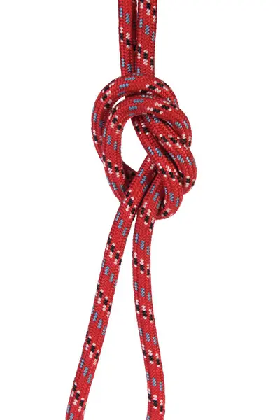 Red Climbing Rope Knotted Transparent Background — Stock Photo, Image