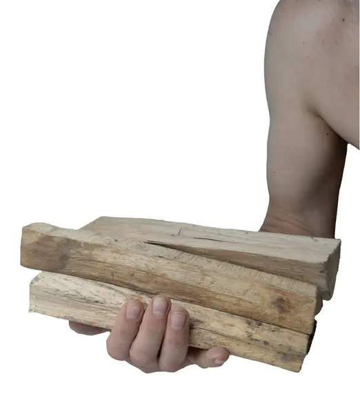 Firewood Hand Transparent Surface — Stock Photo, Image