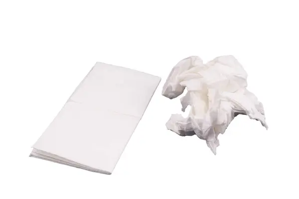 Şeffaf Arkaplanda Yeni Kullanılmış Bir Kağıt Mendil — Stok fotoğraf