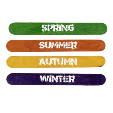 dört mevsim renkli ahşap çıtalar üzerine yazmak