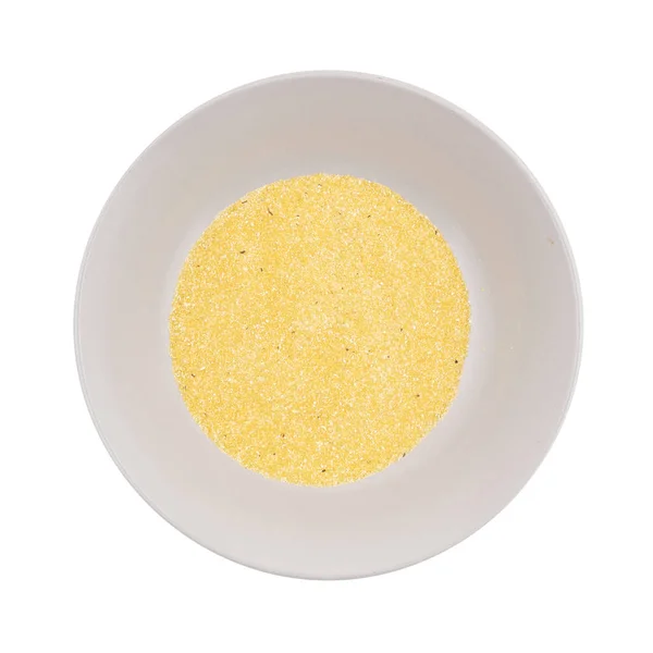 Alguma Farinha Milho Amarela Uma Chapa — Fotografia de Stock