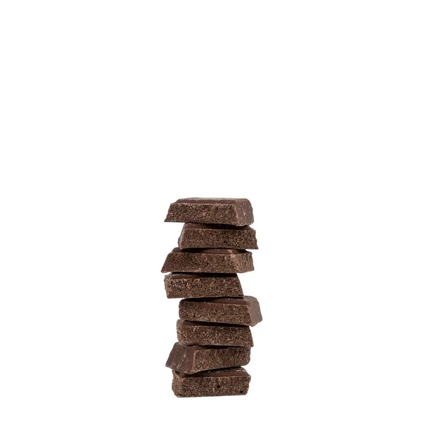 Fehér Felületre Vágott Csokoládé Szelet — Stock Fotó
