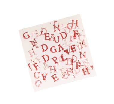 letters of the alphabet randomly printed on a sheet of paper on a transparent background clipart