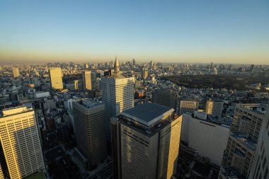Tokyo, Japonya. 9 Ocak 2024 Tokyo Büyükşehir Hükümet Binası 'ndan gün batımında şehrin panoramik manzarası