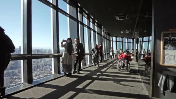 Tokyo Japan Januari 2024 Besökare Beundrar Utsikten Över Staden Från — Stockvideo