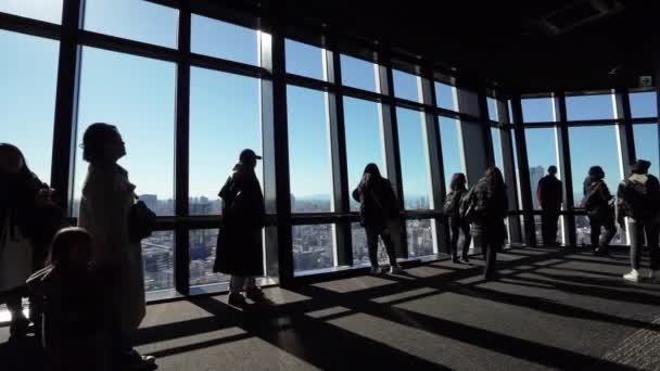 Tokio Japan Januari 2024 Bezoekers Bewonderen Het Panorama Van Stad — Stockvideo