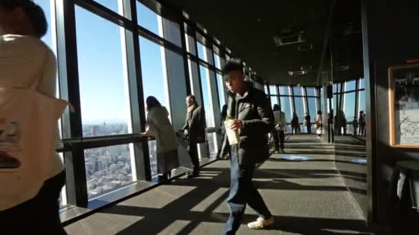 Tokio Japonia Stycznia 2024 Zwiedzający Podziwiają Panoramę Miasta Tarasu Widokowego — Wideo stockowe