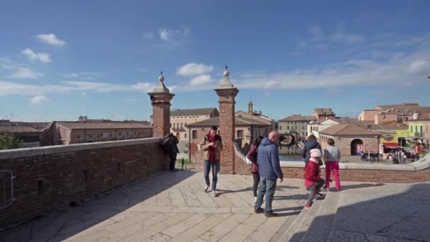 Comacchio Ιταλία Φεβρουαρίου 2024 Πανοραμική Θέα Του Κέντρου Της Πόλης — Αρχείο Βίντεο