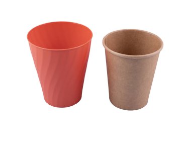 a plastic cup and a paper cup on a transparent background clipart