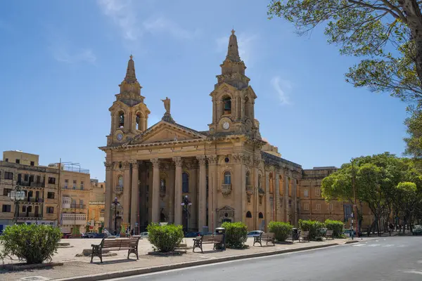 Valletta, Malta, 3 Nisan 2024. Floriana 'daki San Publio kilisesi.