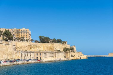 Valletta, Malta, April 03, 2024. panoramic view of the ramparts on the port in the city center clipart